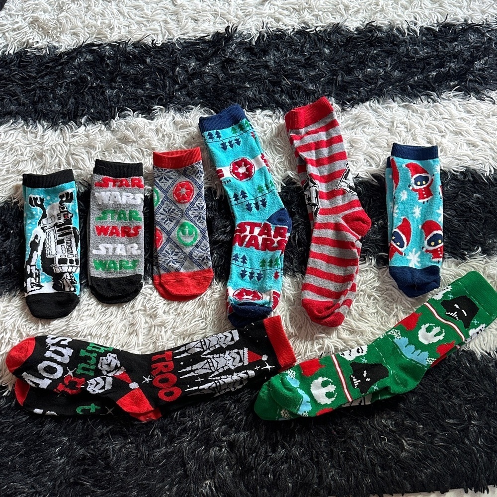 Star Wars Themed Men's Christmas Socks Set - Multicolor, Sock Sz 6-12